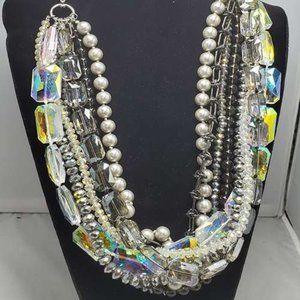 ALI KHAN  8 row in semi precious beads, faceted crystals, glass pearl necklace